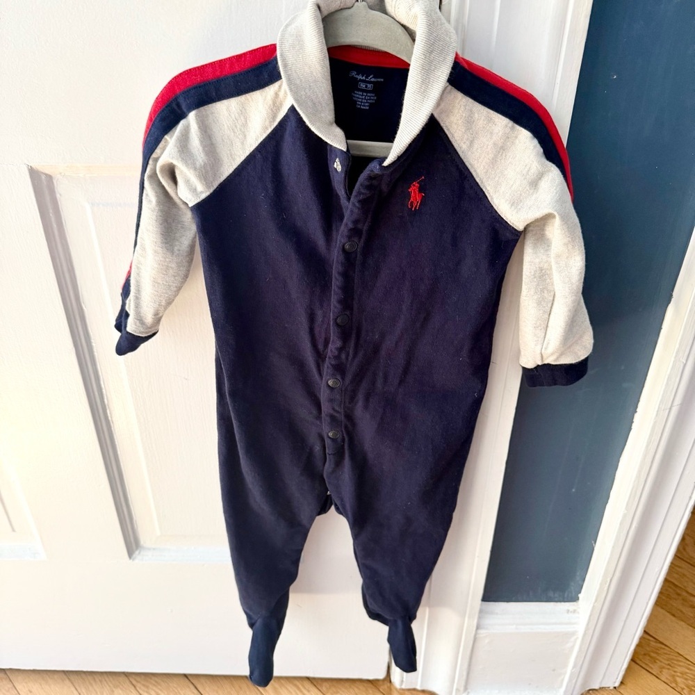 Ralph Lauren Navy Baby Footie Onesie 9m